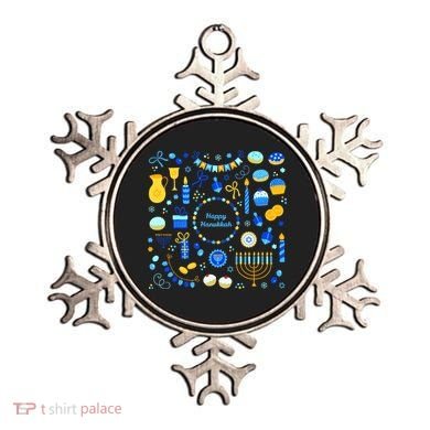 Happy Hanukkah Dreidel Star of David Menorah Mashup Ornament