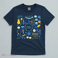 Happy Hanukkah Dreidel Star of David Menorah Mashup T-Shirt thumb 5