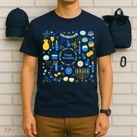 Happy Hanukkah Dreidel Star of David Menorah Mashup T-Shirt thumb 6