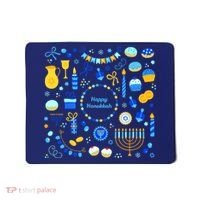 Happy Hanukkah Dreidel Star of David Menorah Mashup Mousepad thumb 0