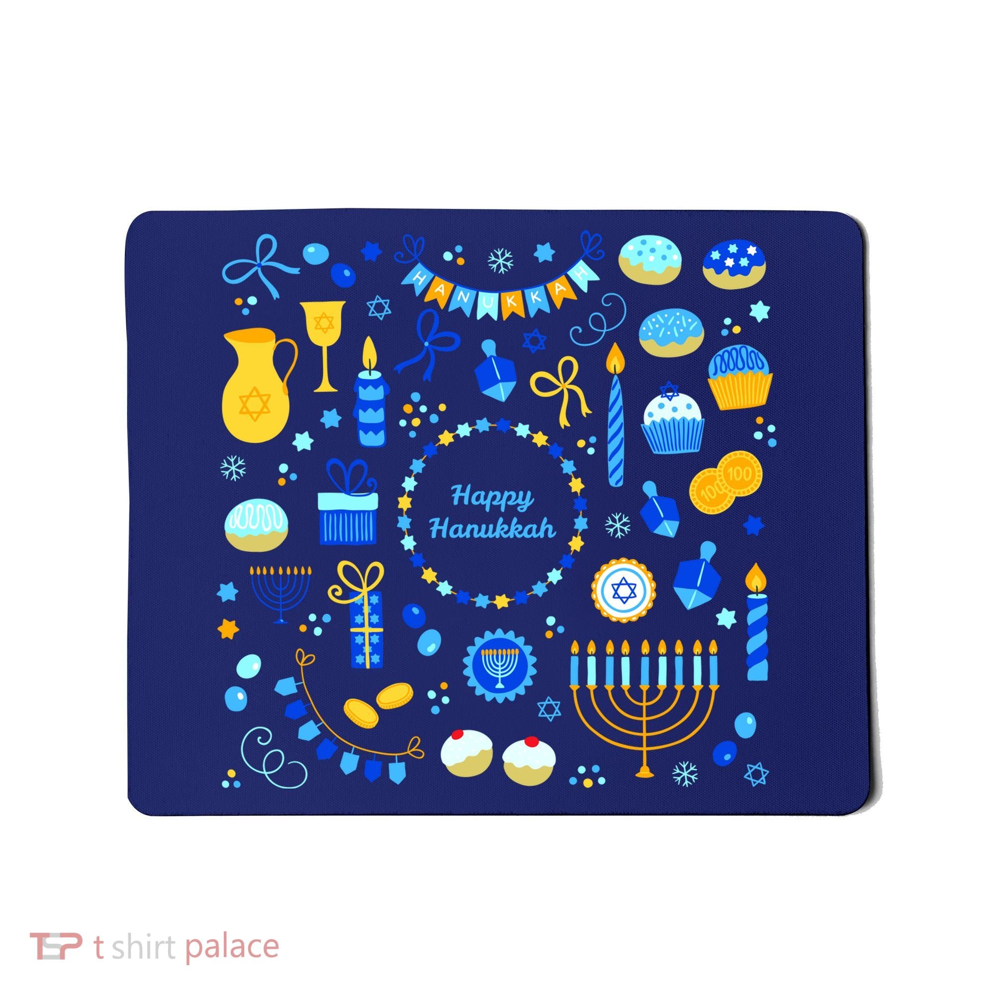 Happy Hanukkah Dreidel Star of David Menorah Mashup Mousepad