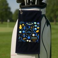 Happy Hanukkah Dreidel Star of David Menorah Mashup Golf Towel thumb 2