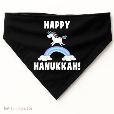 Happy Hanukkah Magic Unicorn USA-Made Doggie Bandana