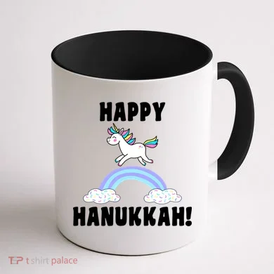 Happy Hanukkah Magic Unicorn Coffee Mug back