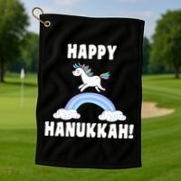 Happy Hanukkah Magic Unicorn Golf Towel thumb 1