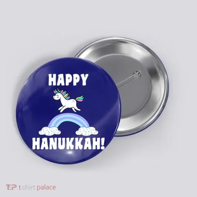 Happy Hanukkah Magic Unicorn Button
