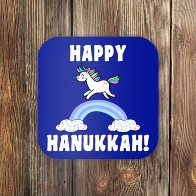 Happy Hanukkah Magic Unicorn Coaster