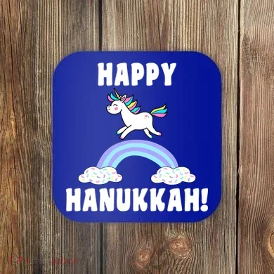 Happy Hanukkah Magic Unicorn Coaster