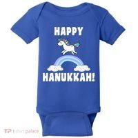 Happy Hanukkah Magic Unicorn Baby Bodysuit thumb 0