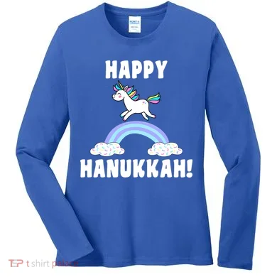 Happy Hanukkah Magic Unicorn Women's Long Sleeve Shirt