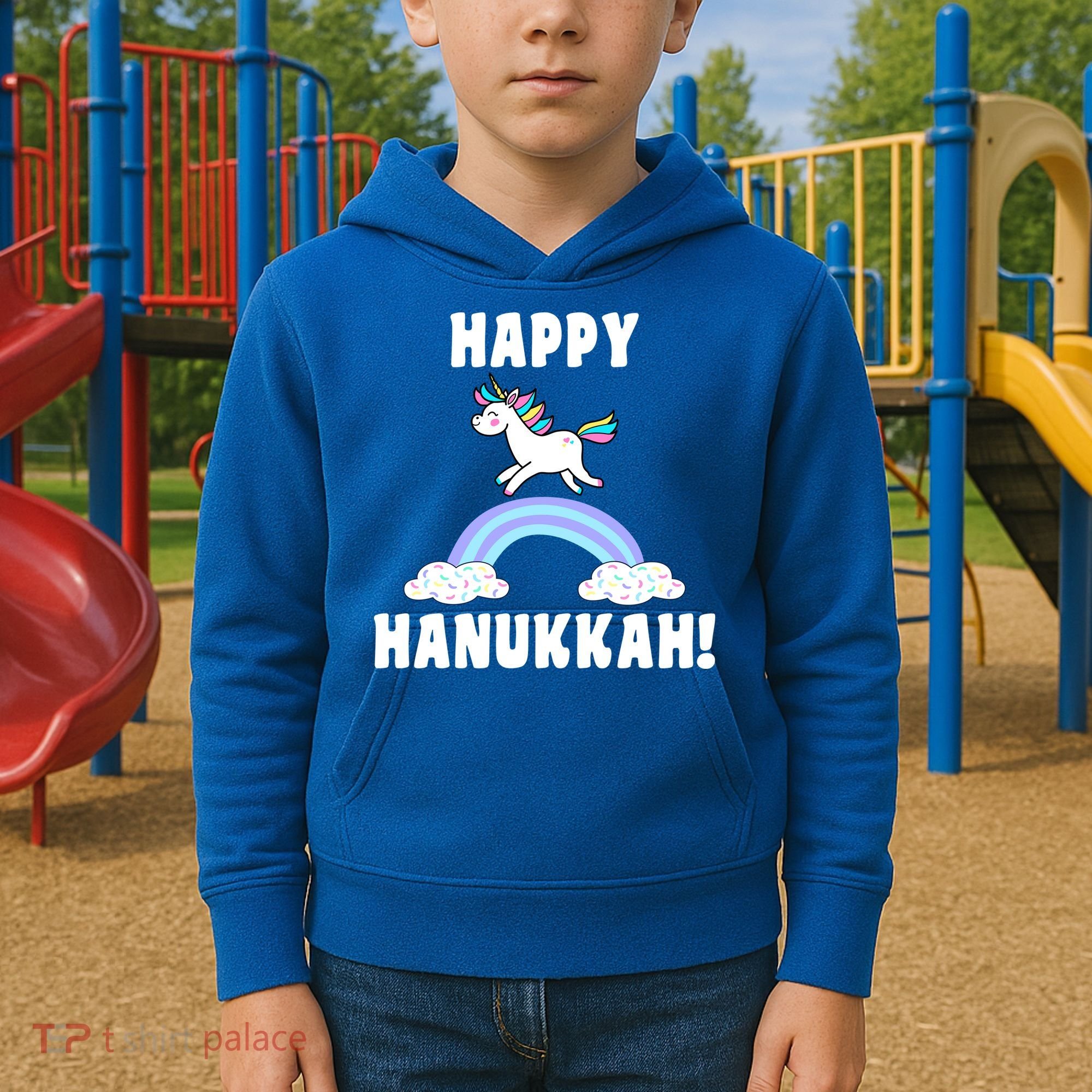 Happy Hanukkah Magic Unicorn Kids Hoodie