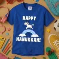 Happy Hanukkah Magic Unicorn Kids T-Shirt thumb 3