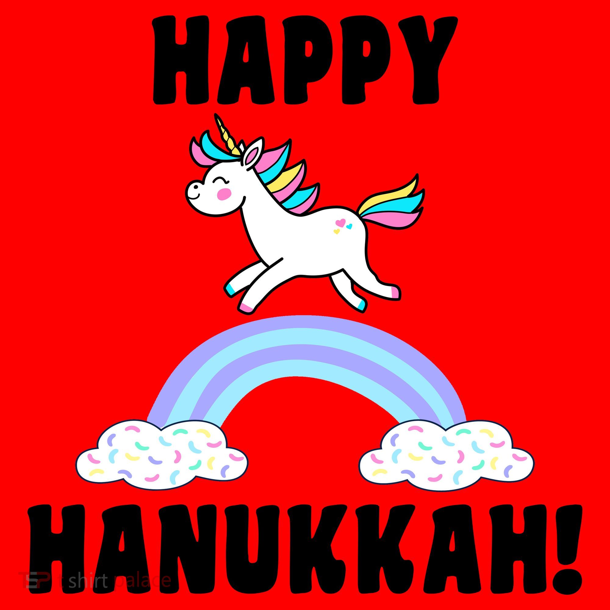 Happy Hanukkah Magic Unicorn Santa Hat