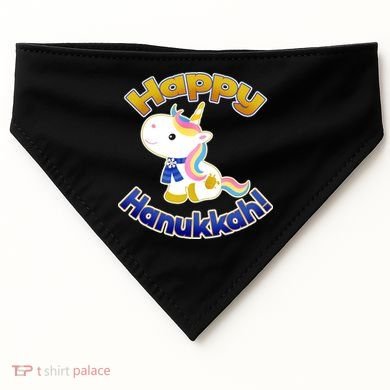 Happy Hanukkah Unicorn USA-Made Doggie Bandana