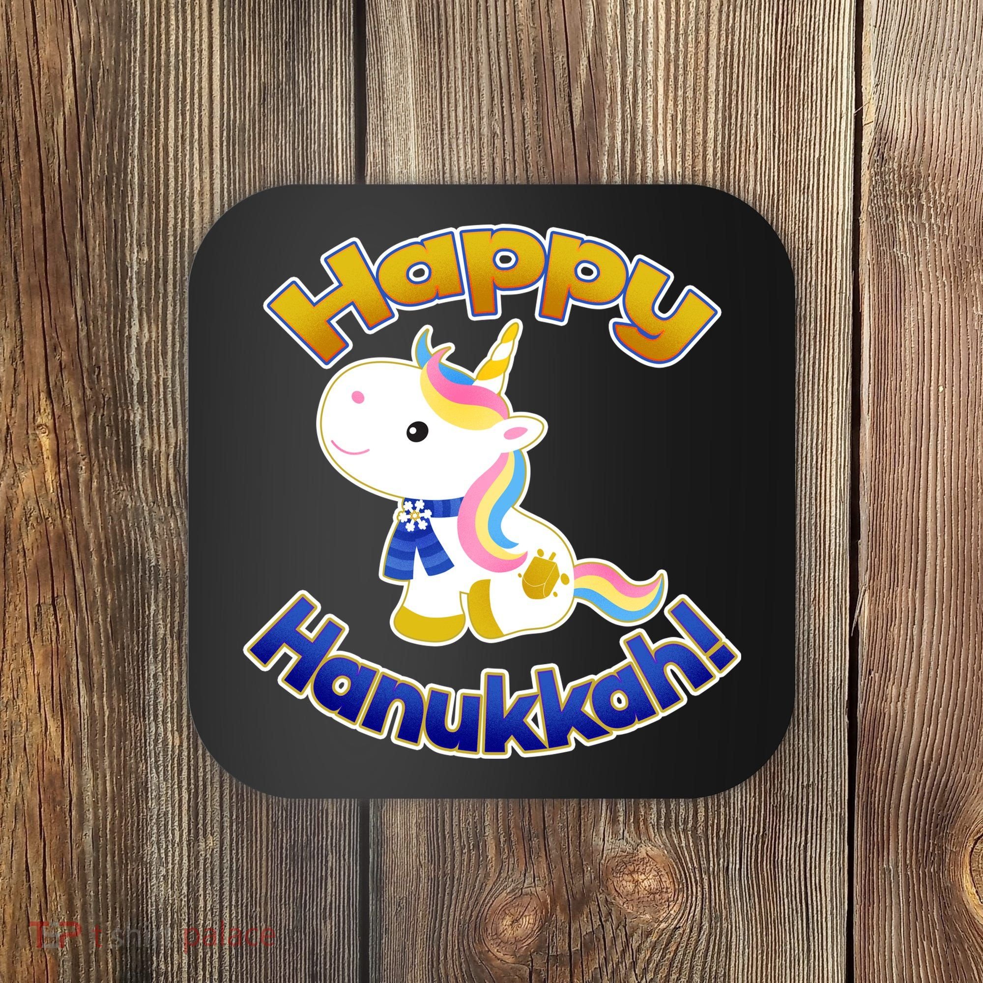 Happy Hanukkah Unicorn Coaster