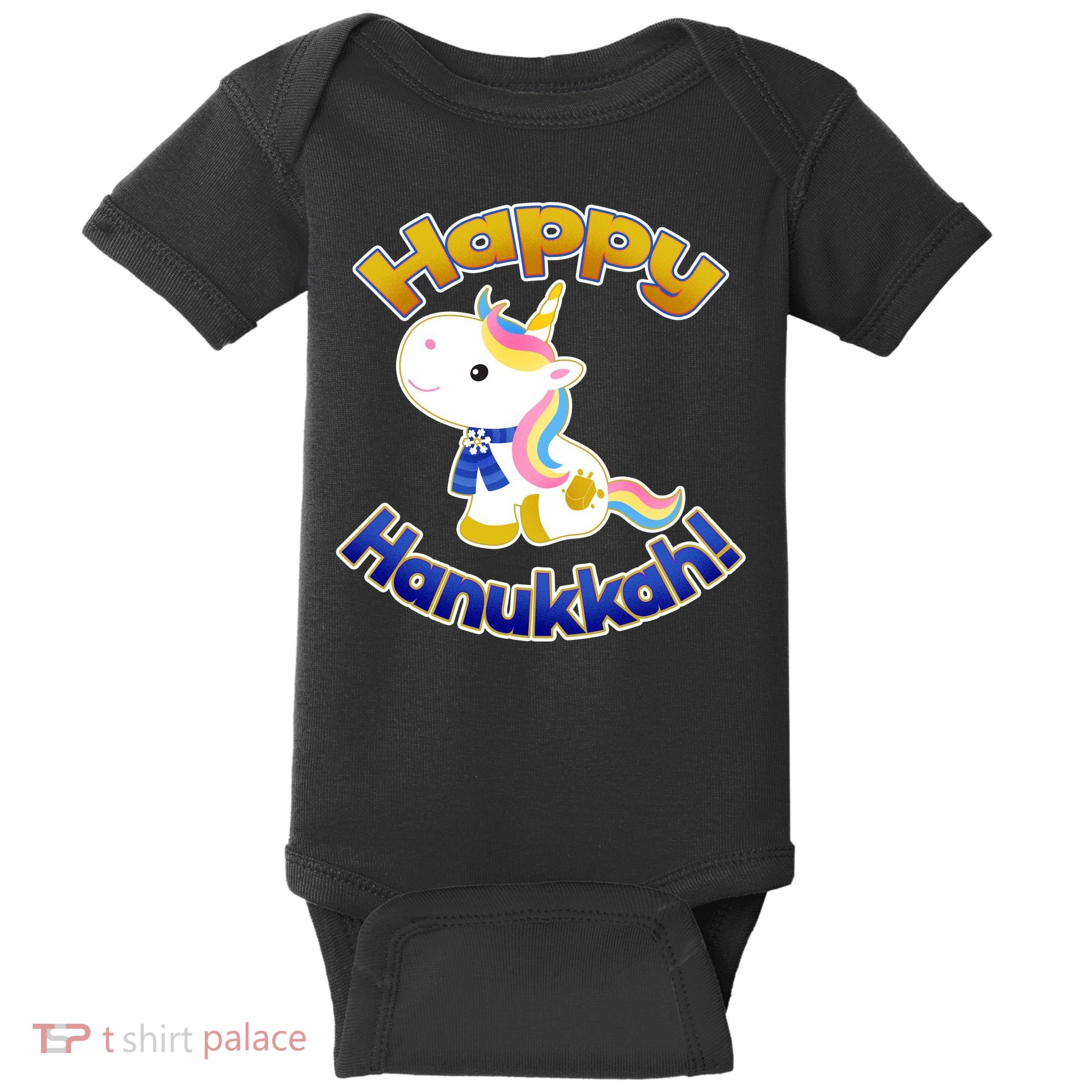 Happy Hanukkah Unicorn Baby Bodysuit