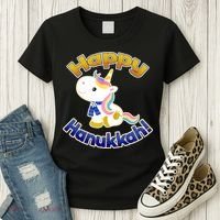 Happy Hanukkah Unicorn Women's T-Shirt thumb 3