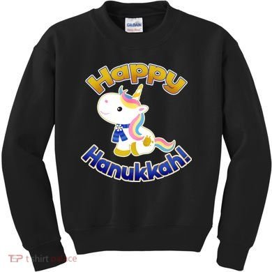 Happy Hanukkah Unicorn Kids Sweatshirt