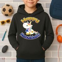 Happy Hanukkah Unicorn Kids Hoodie thumb 2