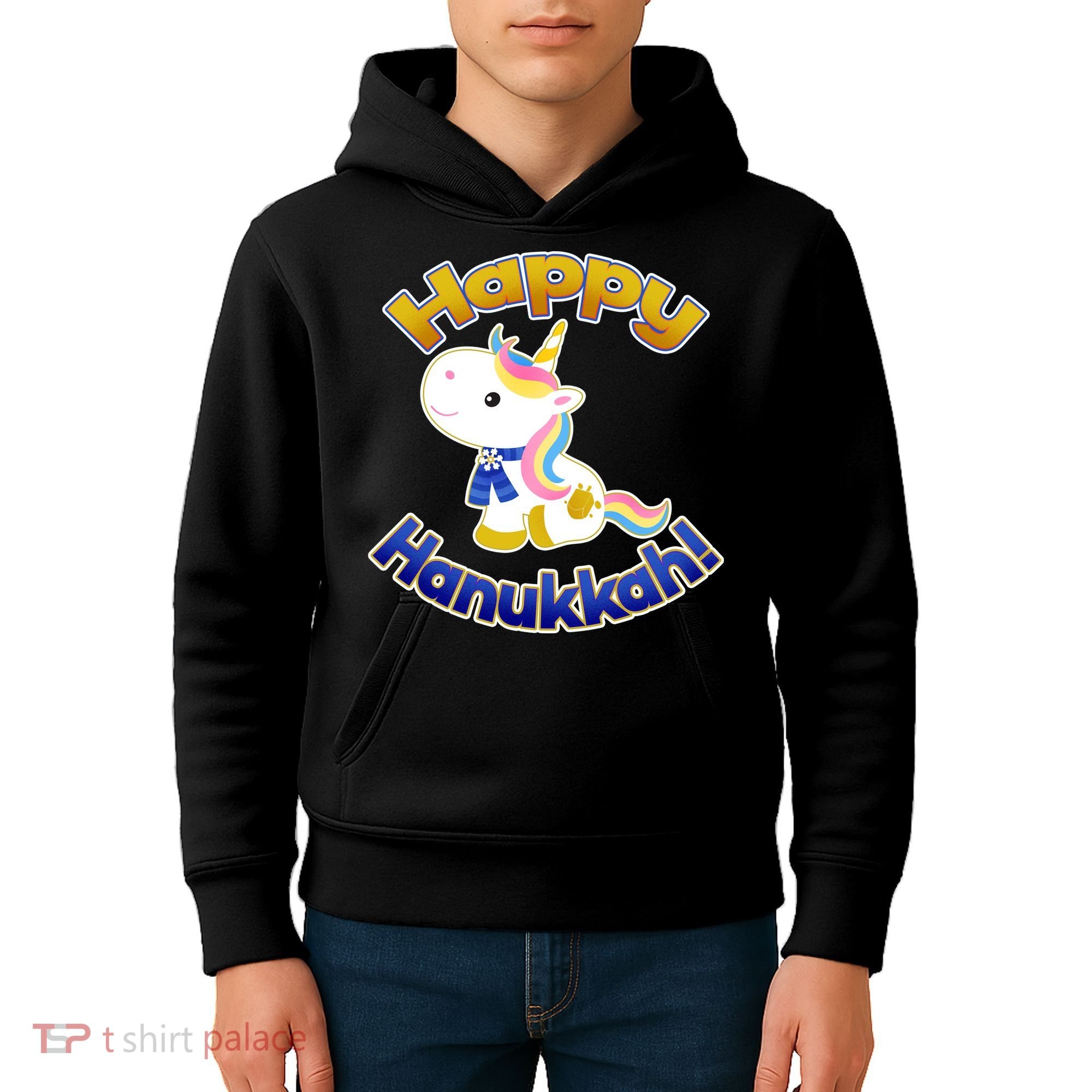 Happy Hanukkah Unicorn Kids Hoodie