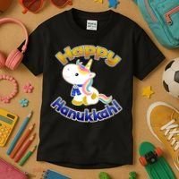 Happy Hanukkah Unicorn Kids T-Shirt thumb 3