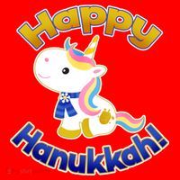 Happy Hanukkah Unicorn Santa Hat thumb 1