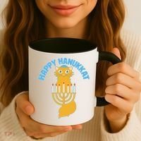 Happy Hanukkat Hanukkah Jewish Cat Coffee Mug thumb 3