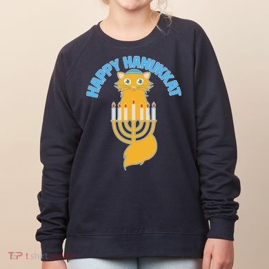 Happy Hanukkat Hanukkah Jewish Cat Women's Sweatshirt