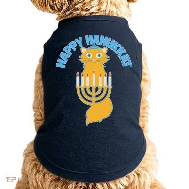 Happy Hanukkat Hanukkah Jewish Cat Doggie Tank