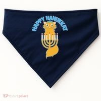 Happy Hanukkat Hanukkah Jewish Cat USA-Made Doggie Bandana thumb 0