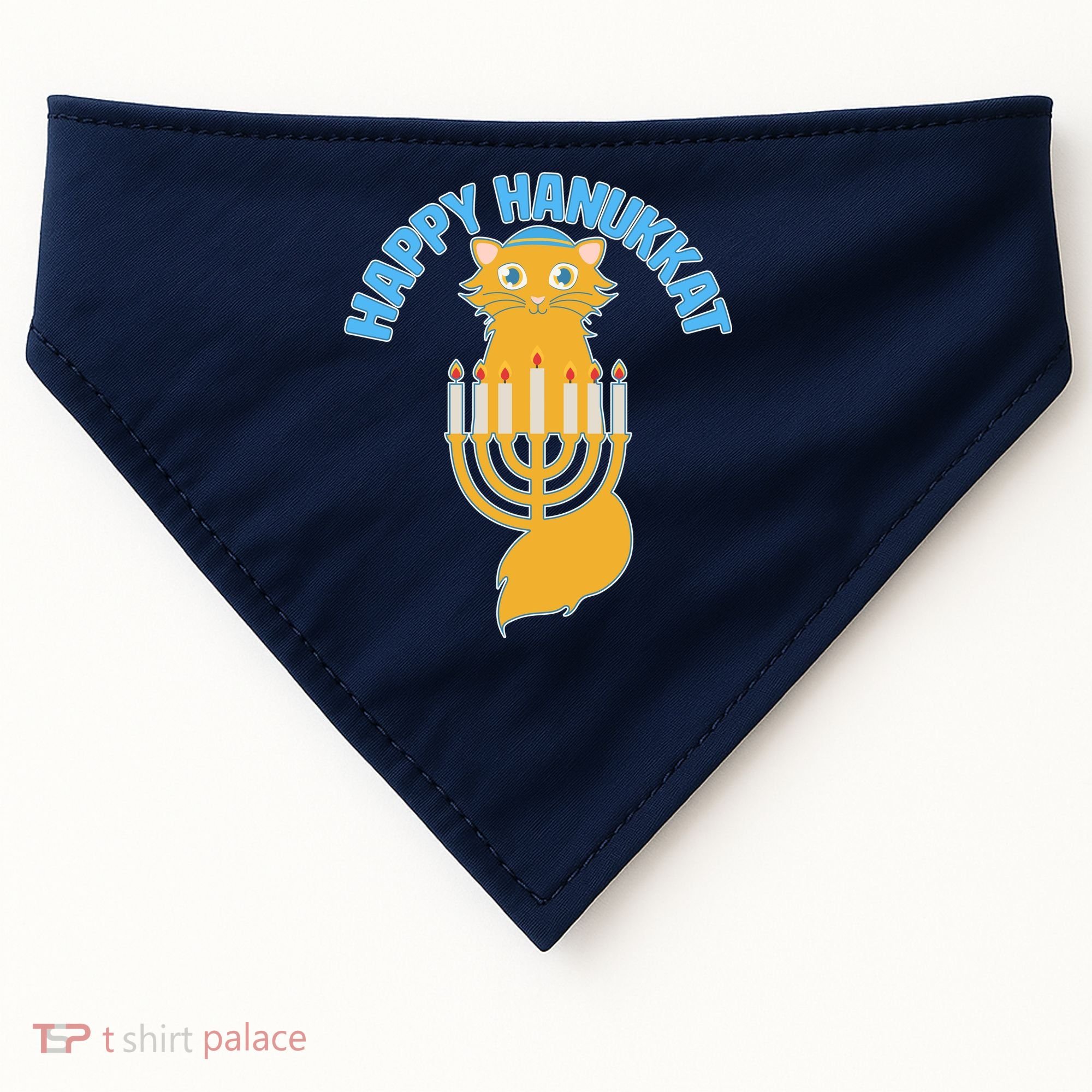 Happy Hanukkat Hanukkah Jewish Cat USA-Made Doggie Bandana