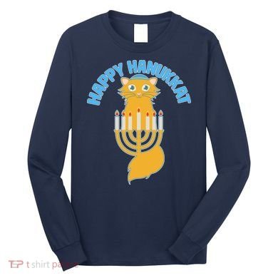 Happy Hanukkat Hanukkah Jewish Cat Long Sleeve Shirt