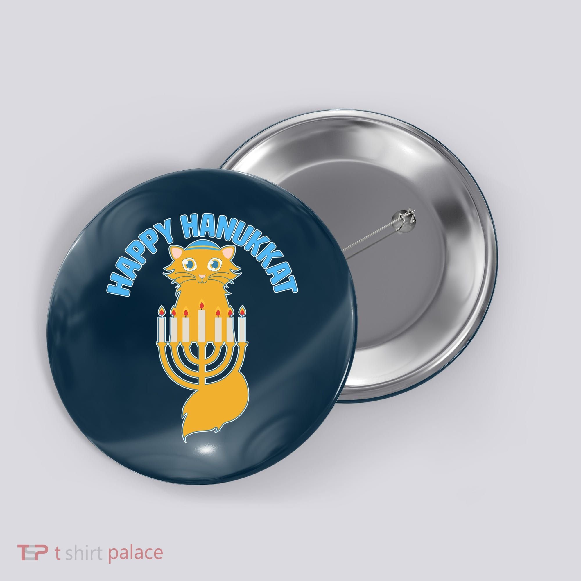 Happy Hanukkat Hanukkah Jewish Cat Button