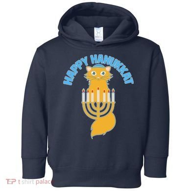 Happy Hanukkat Hanukkah Jewish Cat Toddler Hoodie