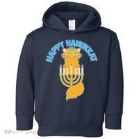 Happy Hanukkat Hanukkah Jewish Cat Toddler Hoodie thumb 0