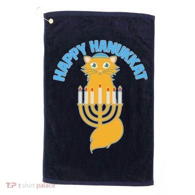 Happy Hanukkat Hanukkah Jewish Cat Golf Towel