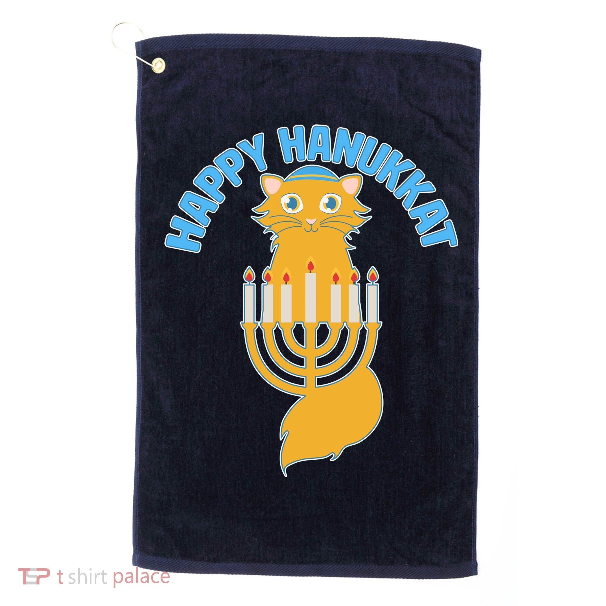 Happy Hanukkat Hanukkah Jewish Cat Golf Towel