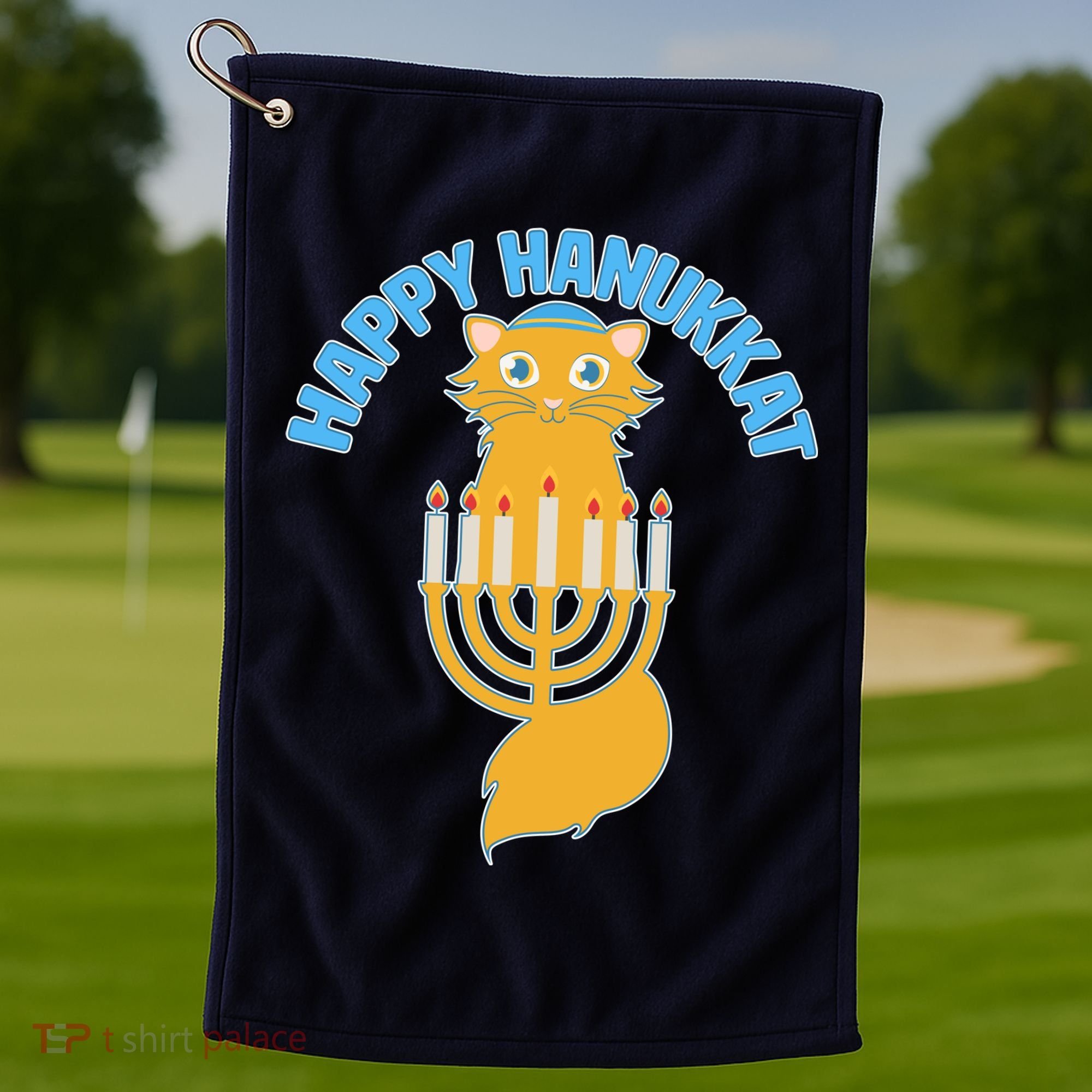 Happy Hanukkat Hanukkah Jewish Cat Golf Towel