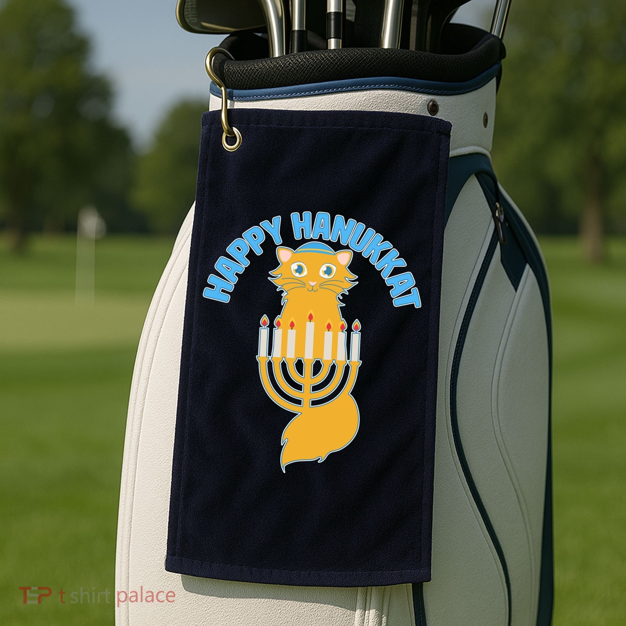 Happy Hanukkat Hanukkah Jewish Cat Golf Towel
