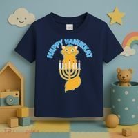 Happy Hanukkat Hanukkah Jewish Cat Toddler T-Shirt thumb 3