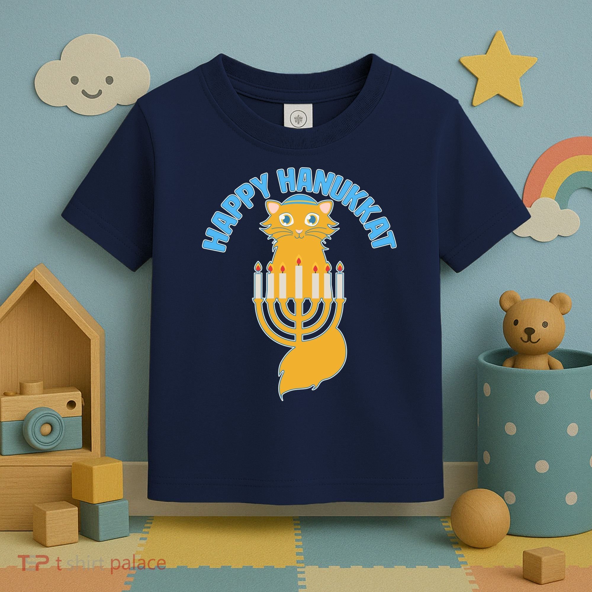 Happy Hanukkat Hanukkah Jewish Cat Toddler T-Shirt