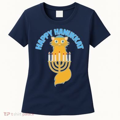 Happy Hanukkat Hanukkah Jewish Cat Women's T-Shirt