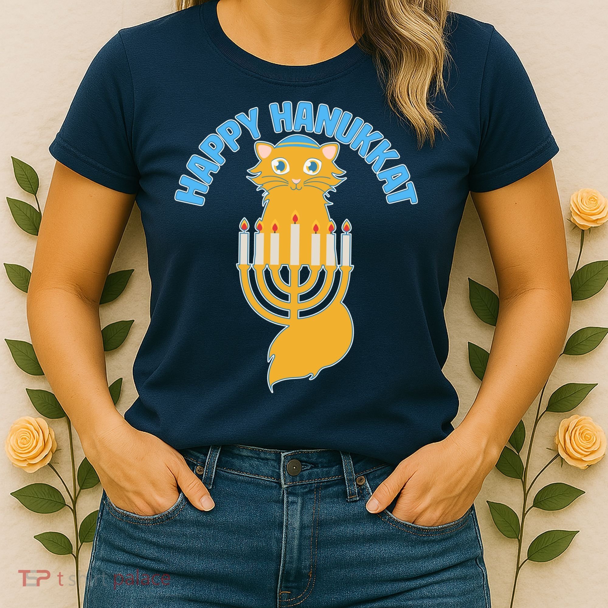 Happy Hanukkat Hanukkah Jewish Cat Women's T-Shirt