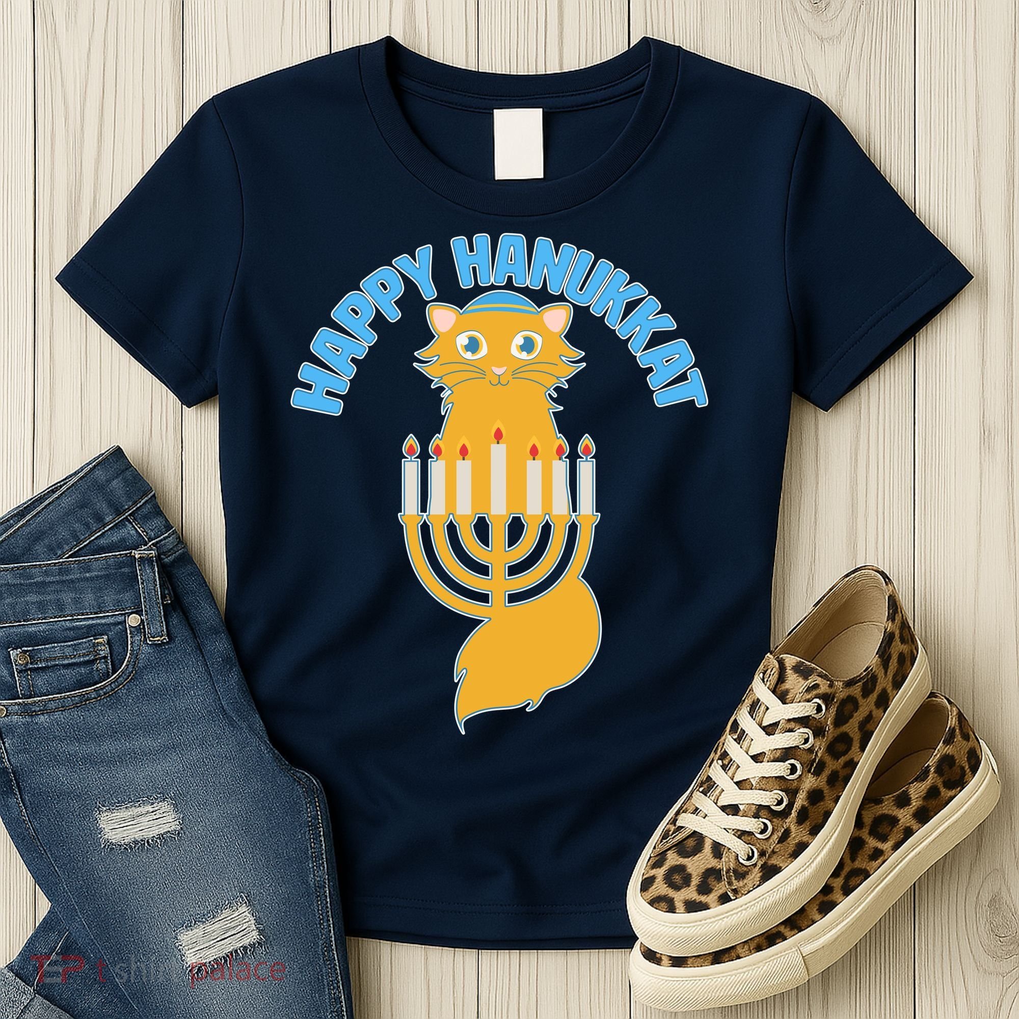 Happy Hanukkat Hanukkah Jewish Cat Women's T-Shirt