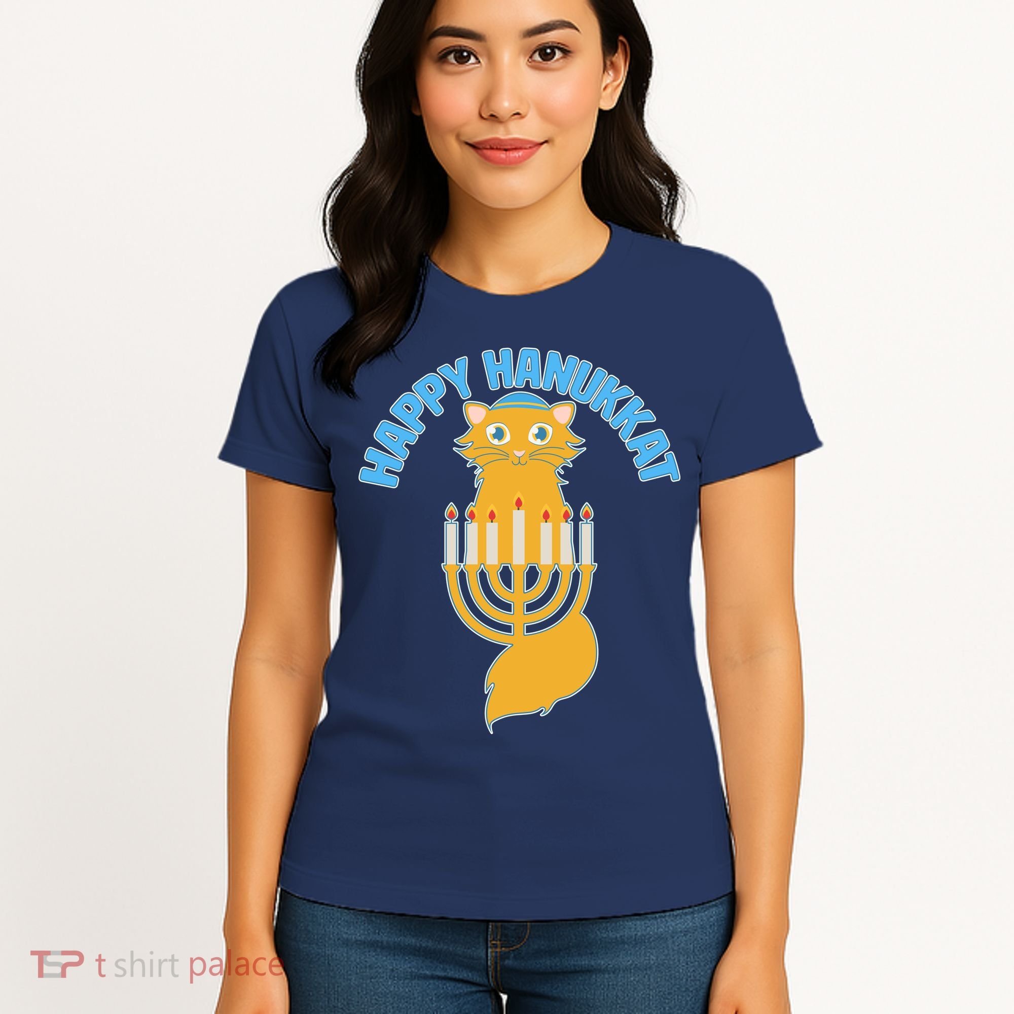 Happy Hanukkat Hanukkah Jewish Cat Women's T-Shirt
