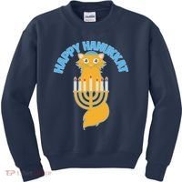 Happy Hanukkat Hanukkah Jewish Cat Kids Sweatshirt thumb 0