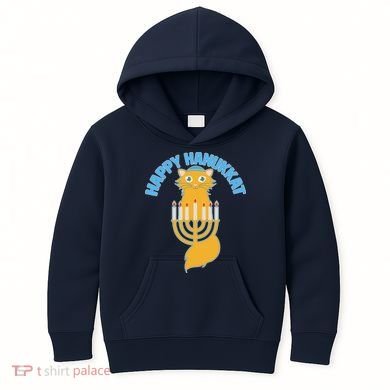 Happy Hanukkat Hanukkah Jewish Cat Kids Hoodie