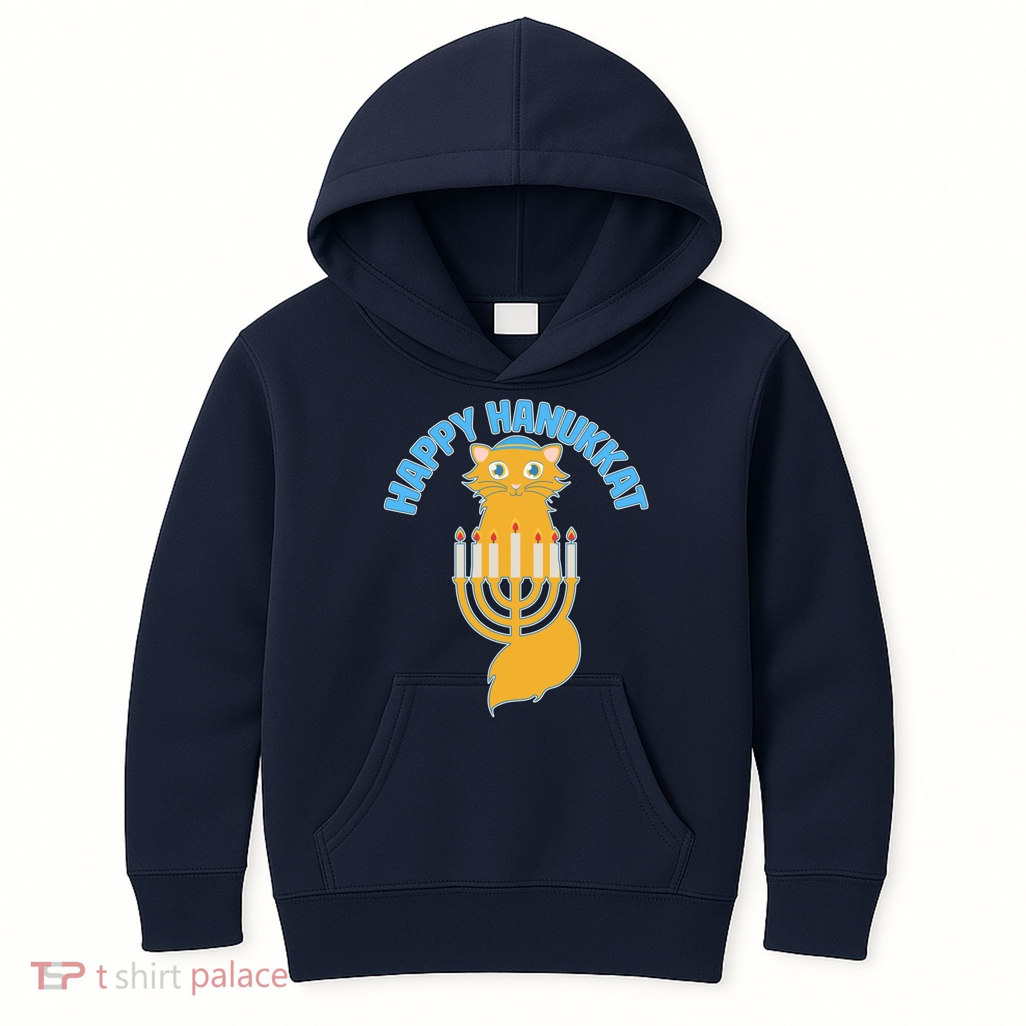 Happy Hanukkat Hanukkah Jewish Cat Kids Hoodie