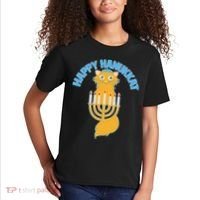 Happy Hanukkat Hanukkah Jewish Cat Kids T-Shirt thumb 2