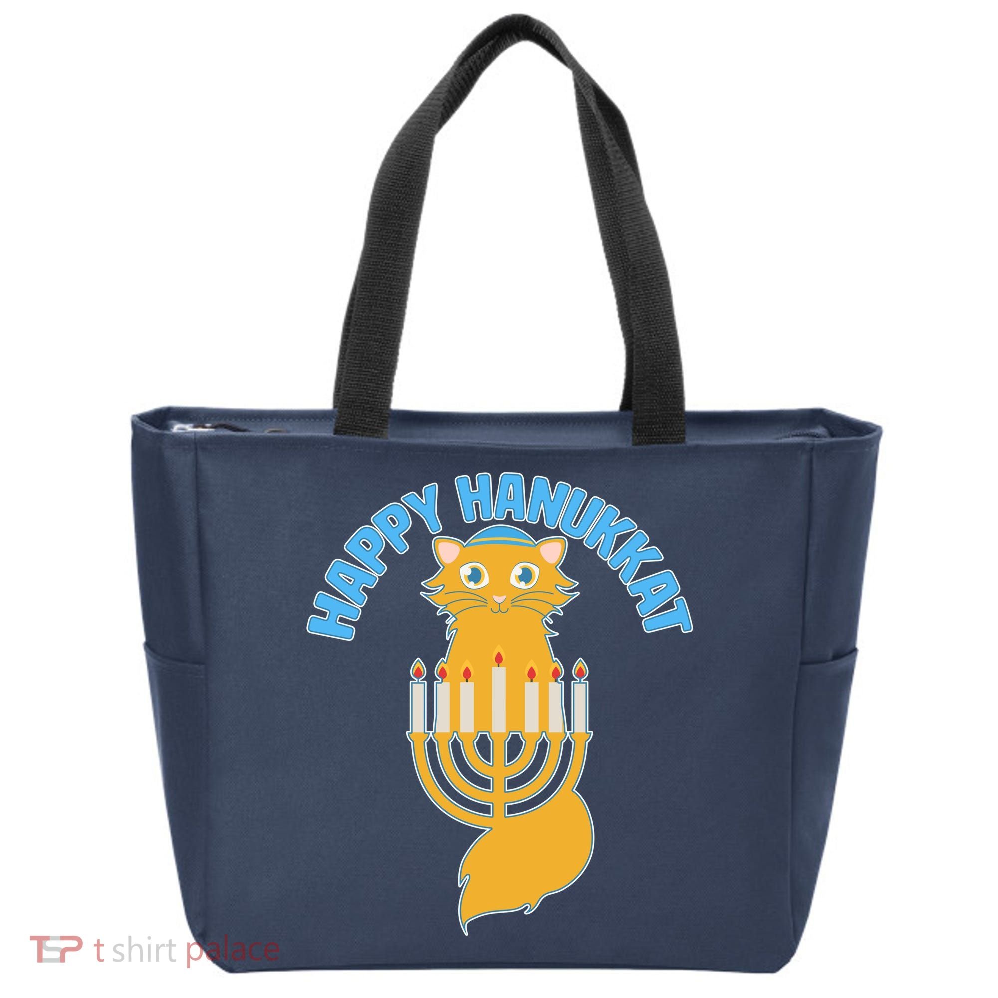 Happy Hanukkat Hanukkah Jewish Cat Tote Bag
